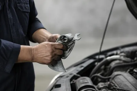 Experienced technician performing hands-on automotive work in the Wappingers Falls shop