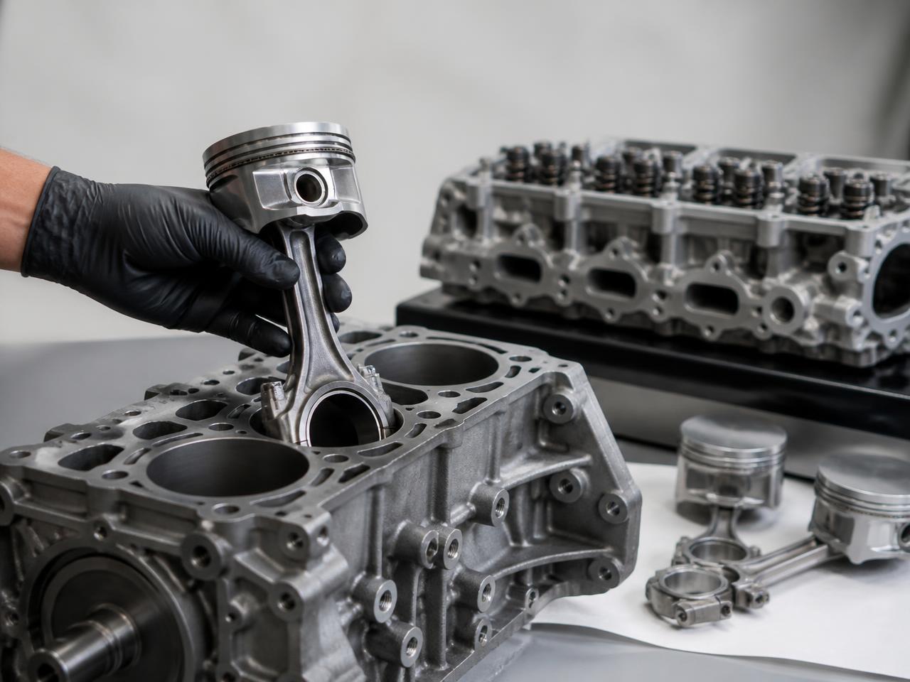 Torque wrench tightening an engine component during engine repair/rebuilt/replacement